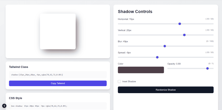 Box Shadow Generator - CSS and Tailwind CSS generator tool